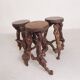 Set of 3 vintage wooden vine bar stools, 1960s