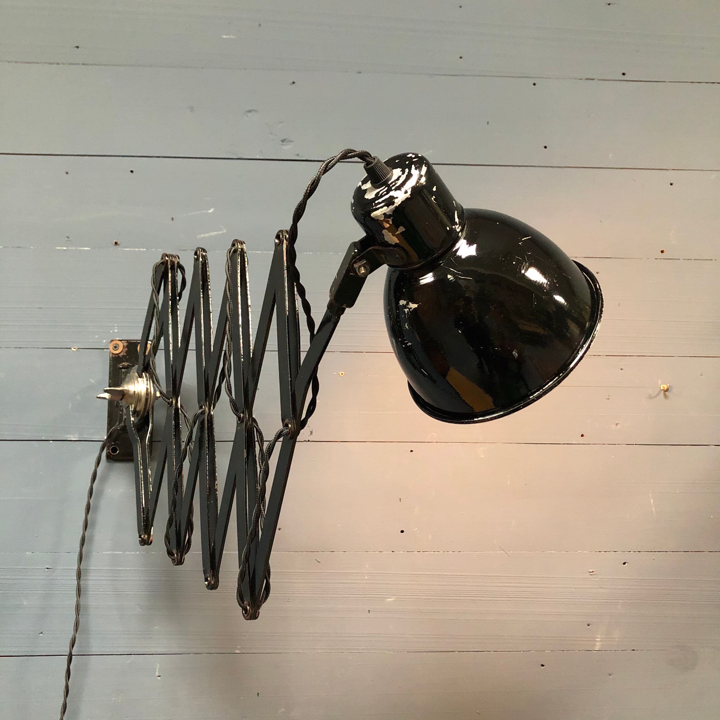 XL black scissor lamp from PeHaWe Leuchten Dresden, German 1940s