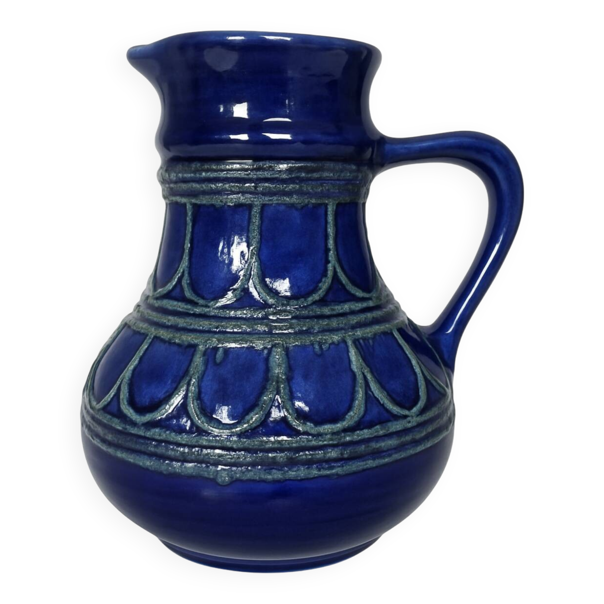 Vase pichet vintage en poterie Strehla – Céramique est-allemande du milieu du siècle, noir