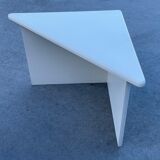 Set of three triangle side tables wood white creme design