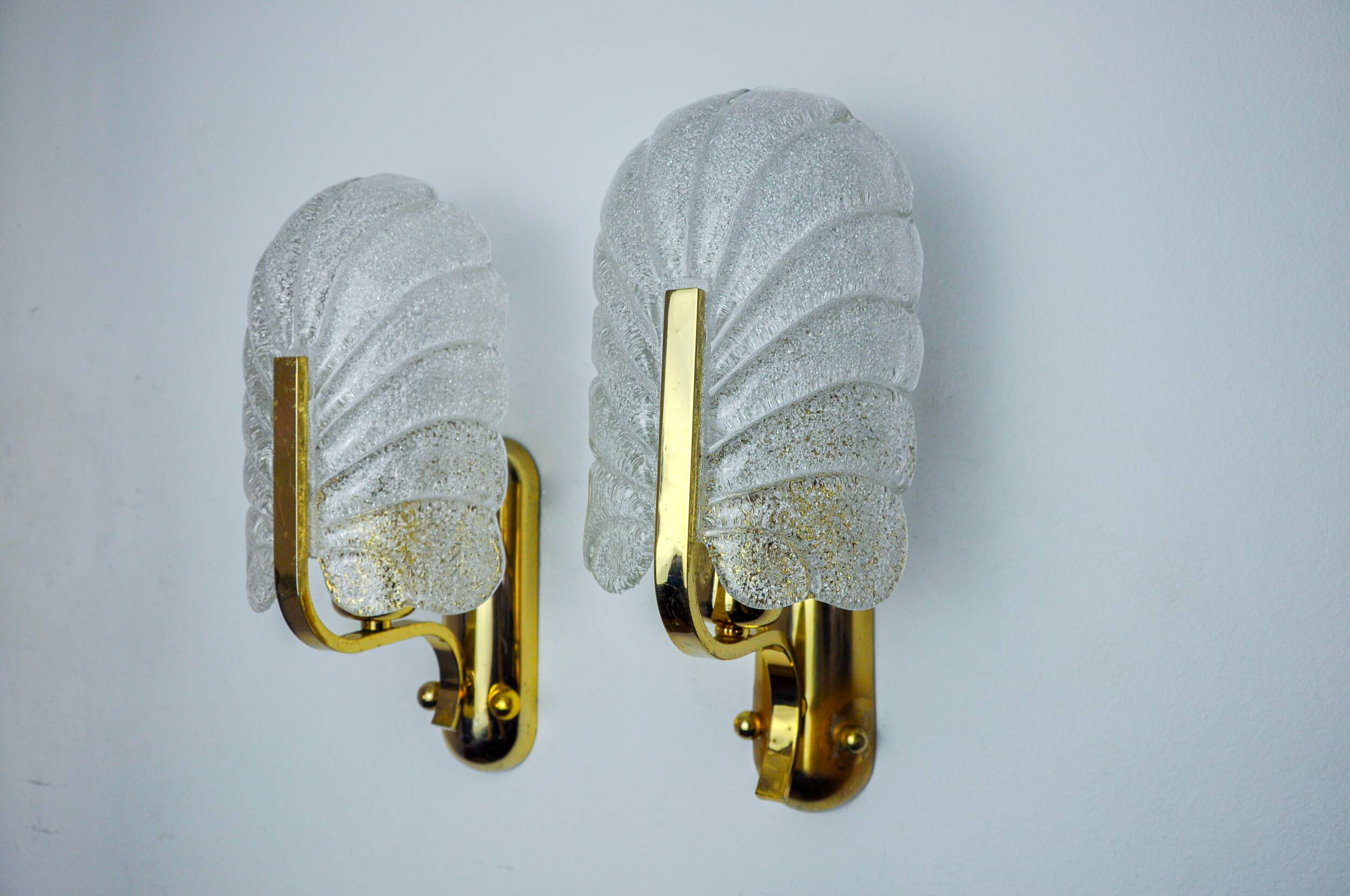 Pair of "leaf" wall lights by Carl Fagerlund, Murano glass, Germany, 1970