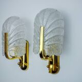 Pair of "leaf" wall lights by Carl Fagerlund, Murano glass, Germany, 1970