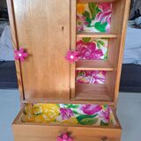 Pop doll toy wardrobe for children wooden furniture 1960 france for room decoration
