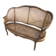Antique Louis XV bench in solid walnut and caning