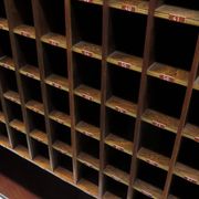 Vintage wine cabinet / shop cabinet with 120 compartments from the 1960s