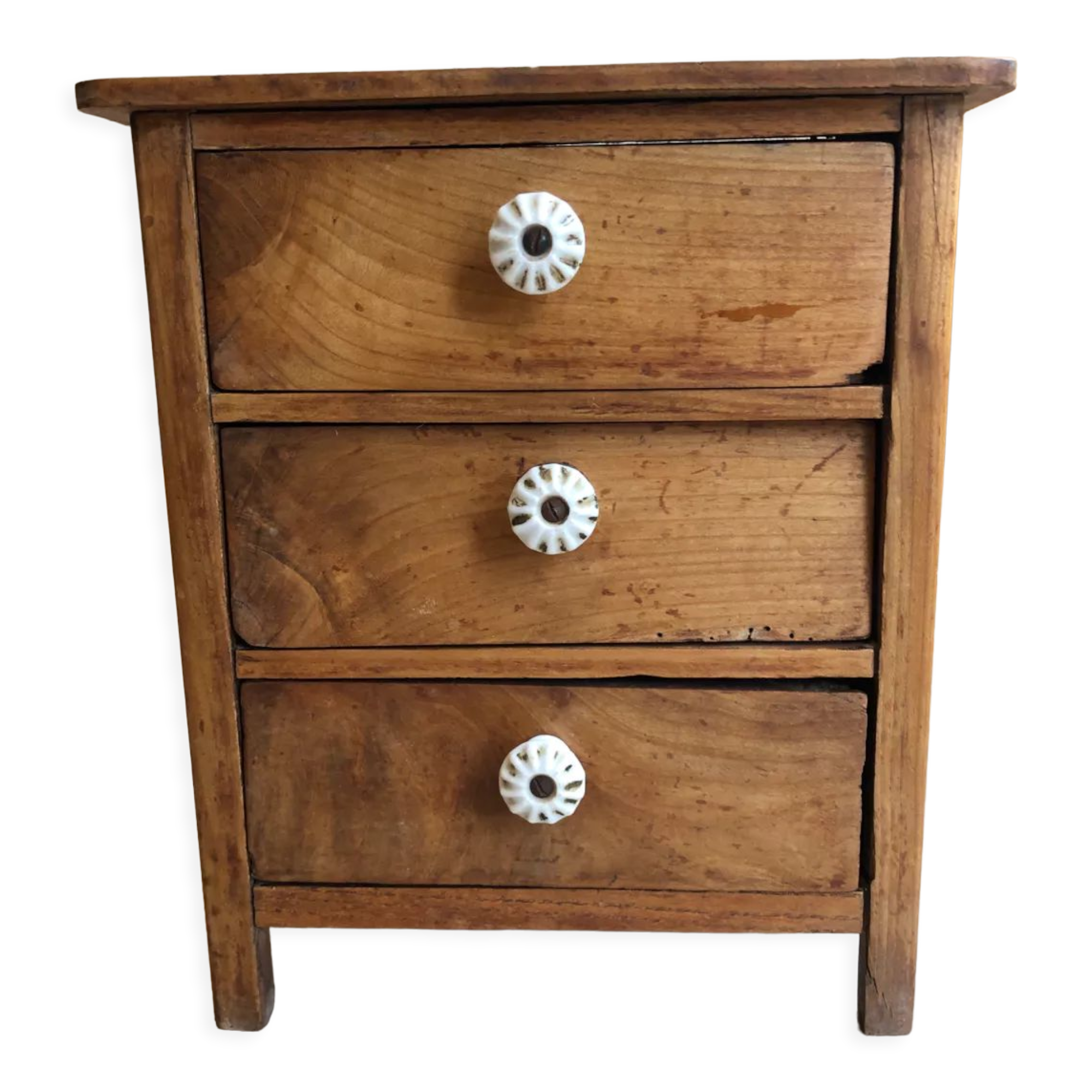 Night table 3 drawers in vintage wood