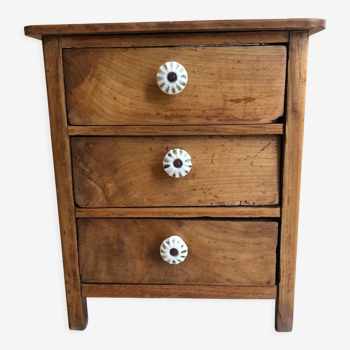 Night table 3 drawers in vintage wood