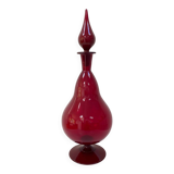 Large blown glass red carafe Blenko / Genie Bottle from the 1960s.