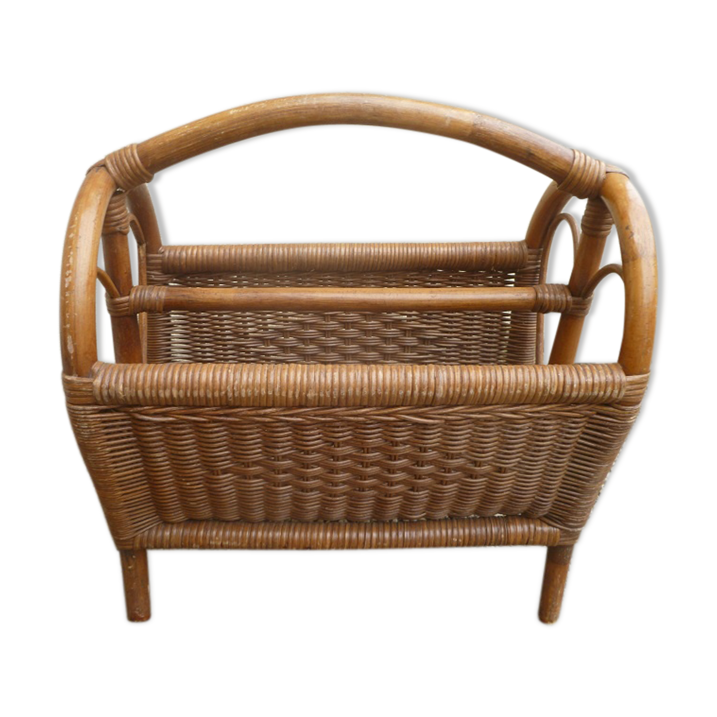 Porte-revues bambou et rotin tressé