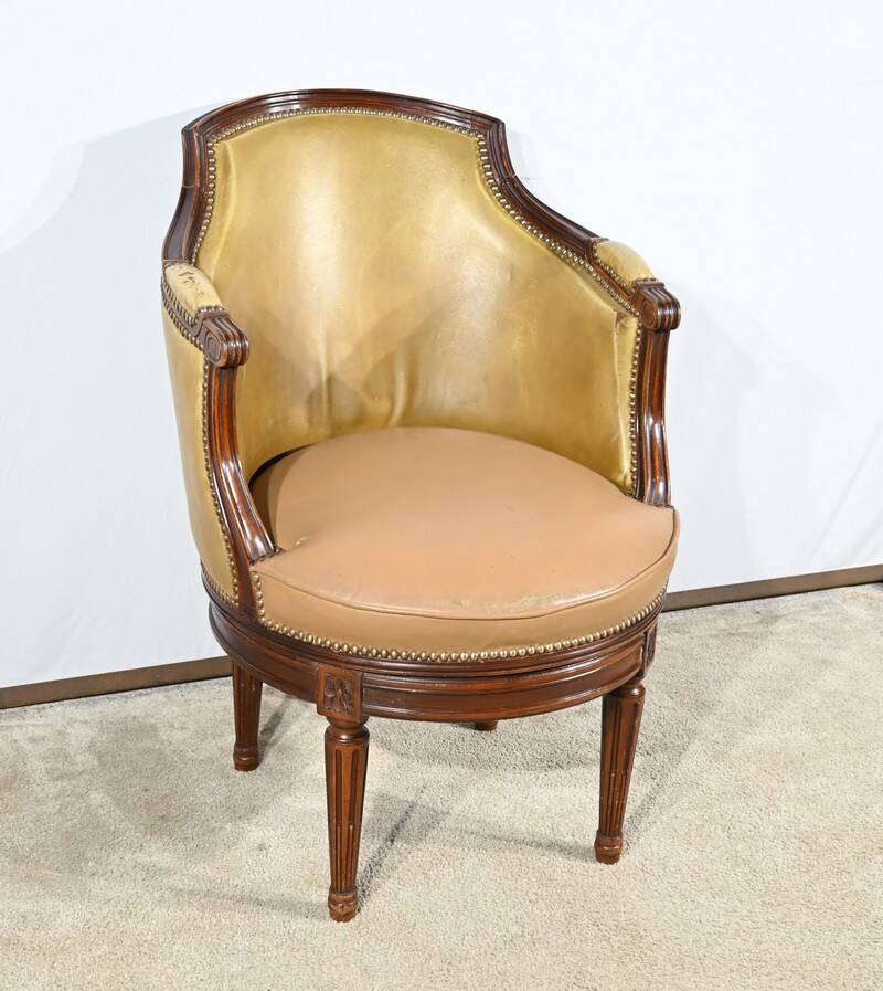 Beech Swivel Office Armchair, Louis XVI style – Late 19th century