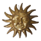 Sculpture murale en relief Soleil or vintage