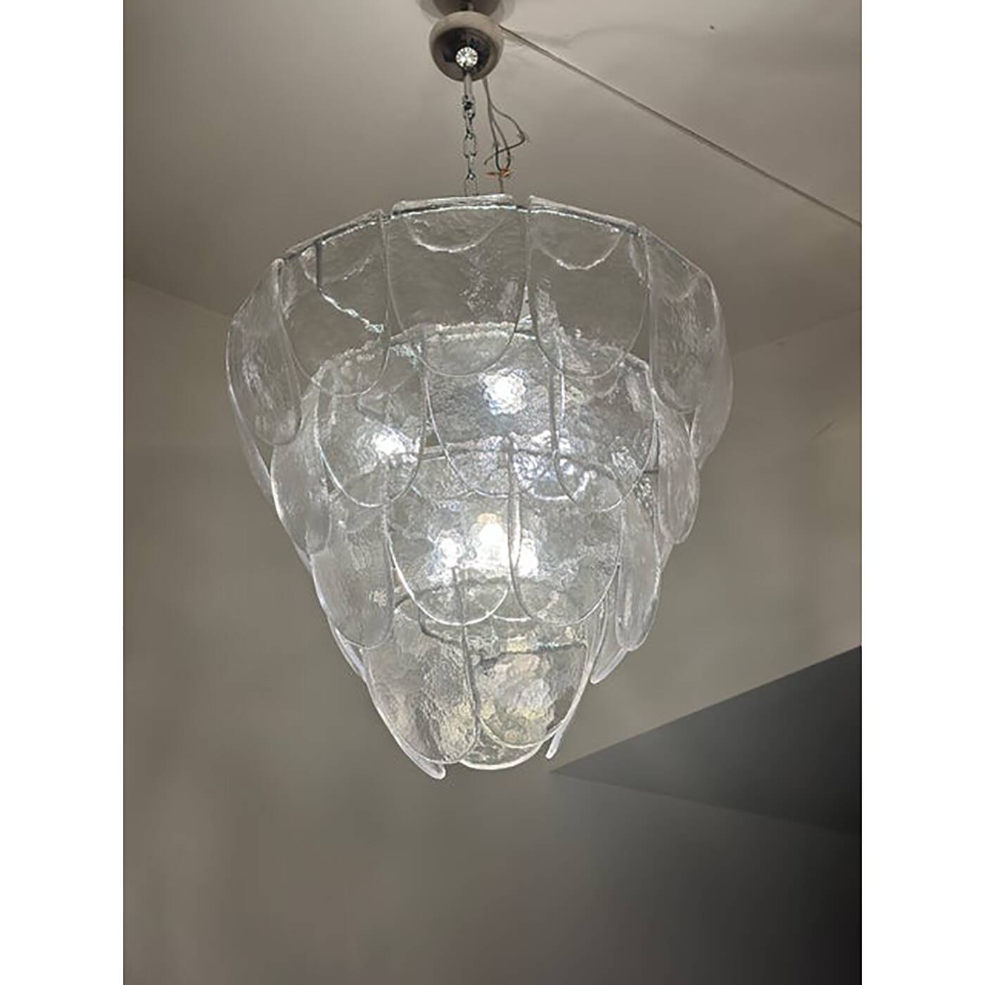 Contemporary Modern Clear "Petals"  Glass Chandelier