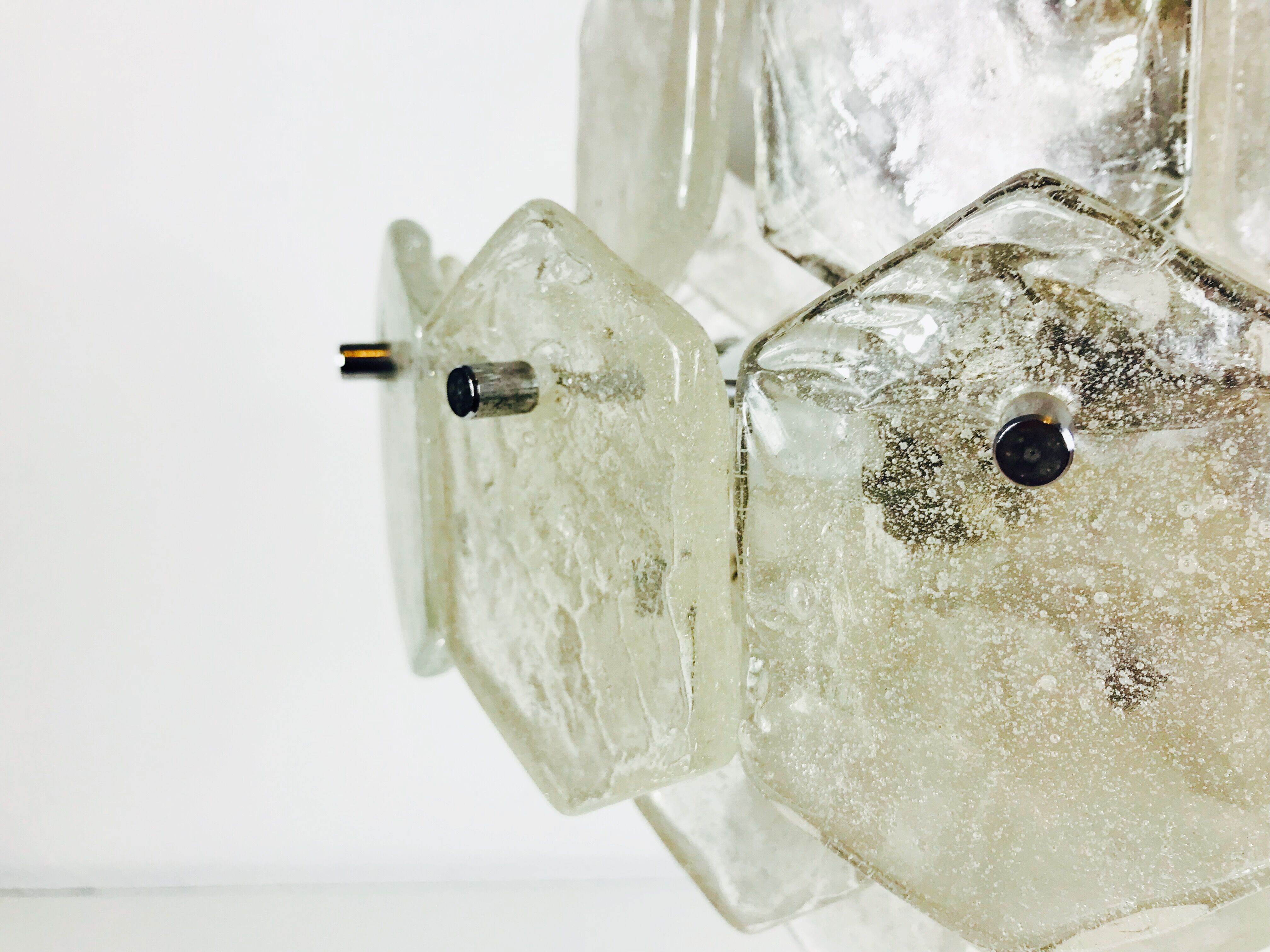 Kalmar Franken ice glass chandelier, 1960s