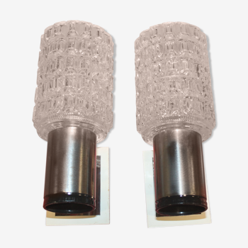 Pair of moulded glass sconces