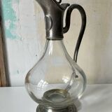 Pewter and glass carafe