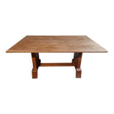 Table à manger Art Déco française en chêne, 1930–1950