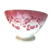 Art Deco bowl, garland of Red Cherries, signed KG Lunéville France