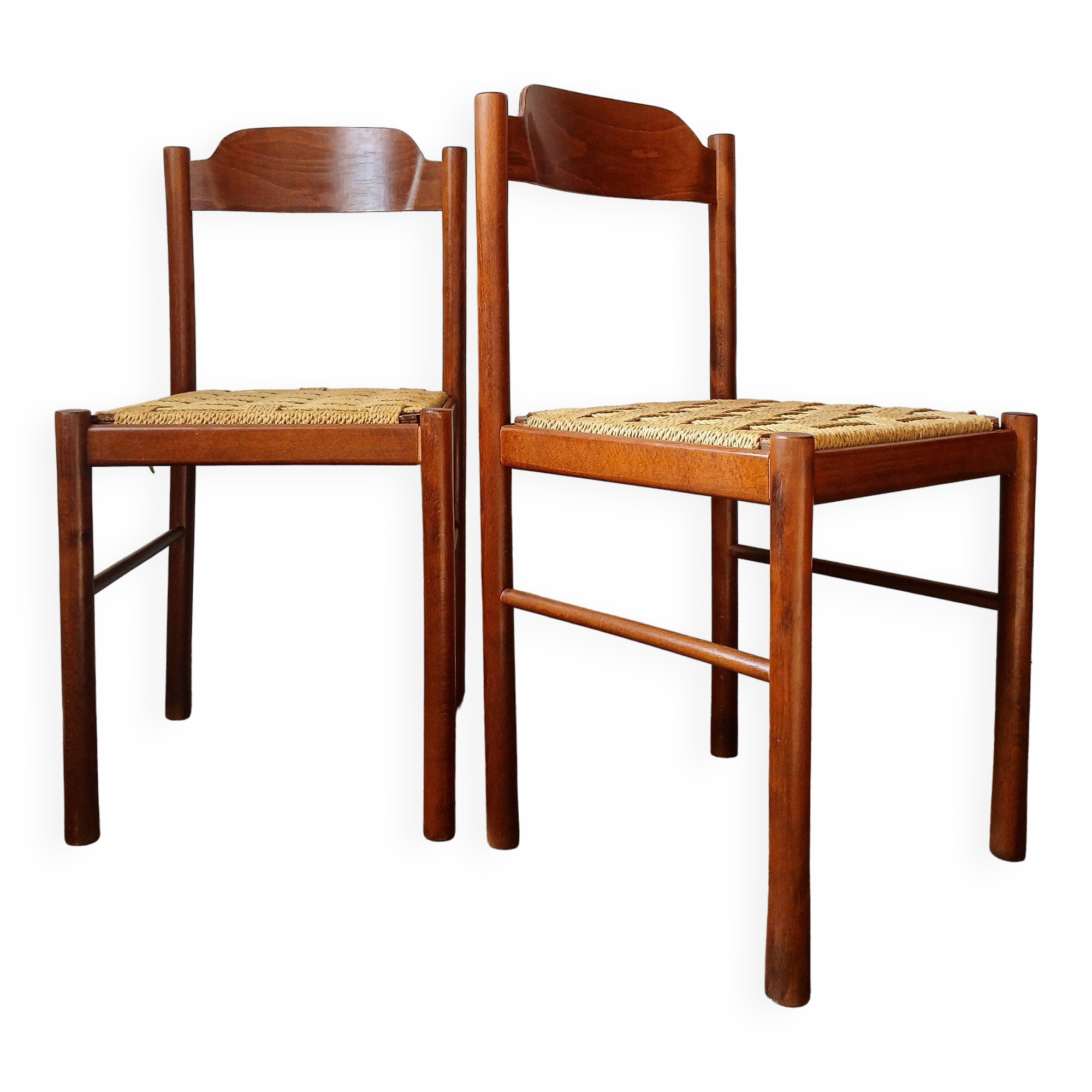 2 "plywood" chairs & braided rope