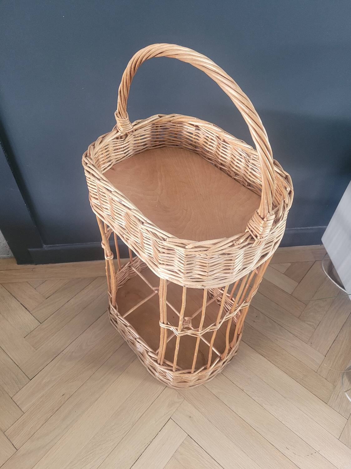 Rattan serving trolley