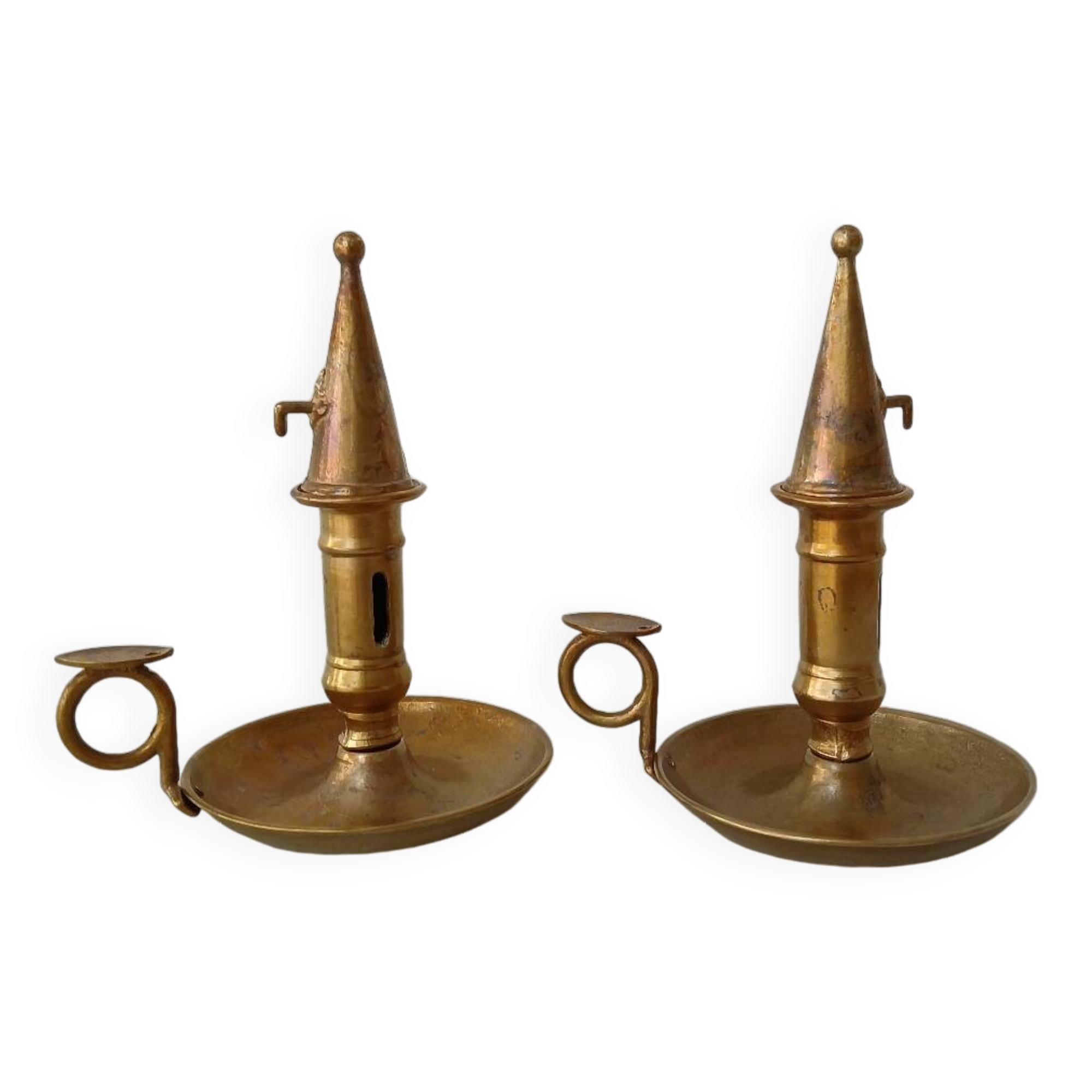 Set of 2 brass cellar rat candlesticks