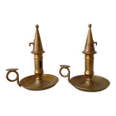 Lot de 2 bougeoirs rat de cave en laiton