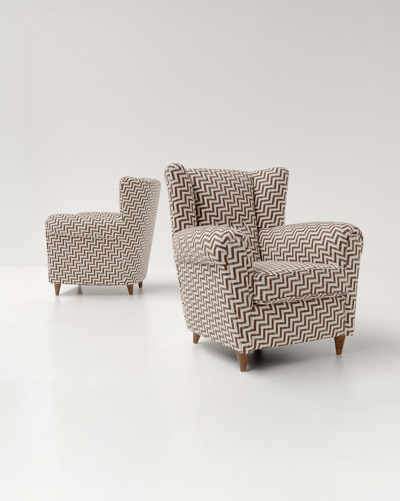 Pair of Italian Armchairs  in Zigzag Upholstery, 1960s