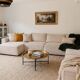 Canapé d'angle modulable xl bobochic nihad velours côtelé beige. très bon é