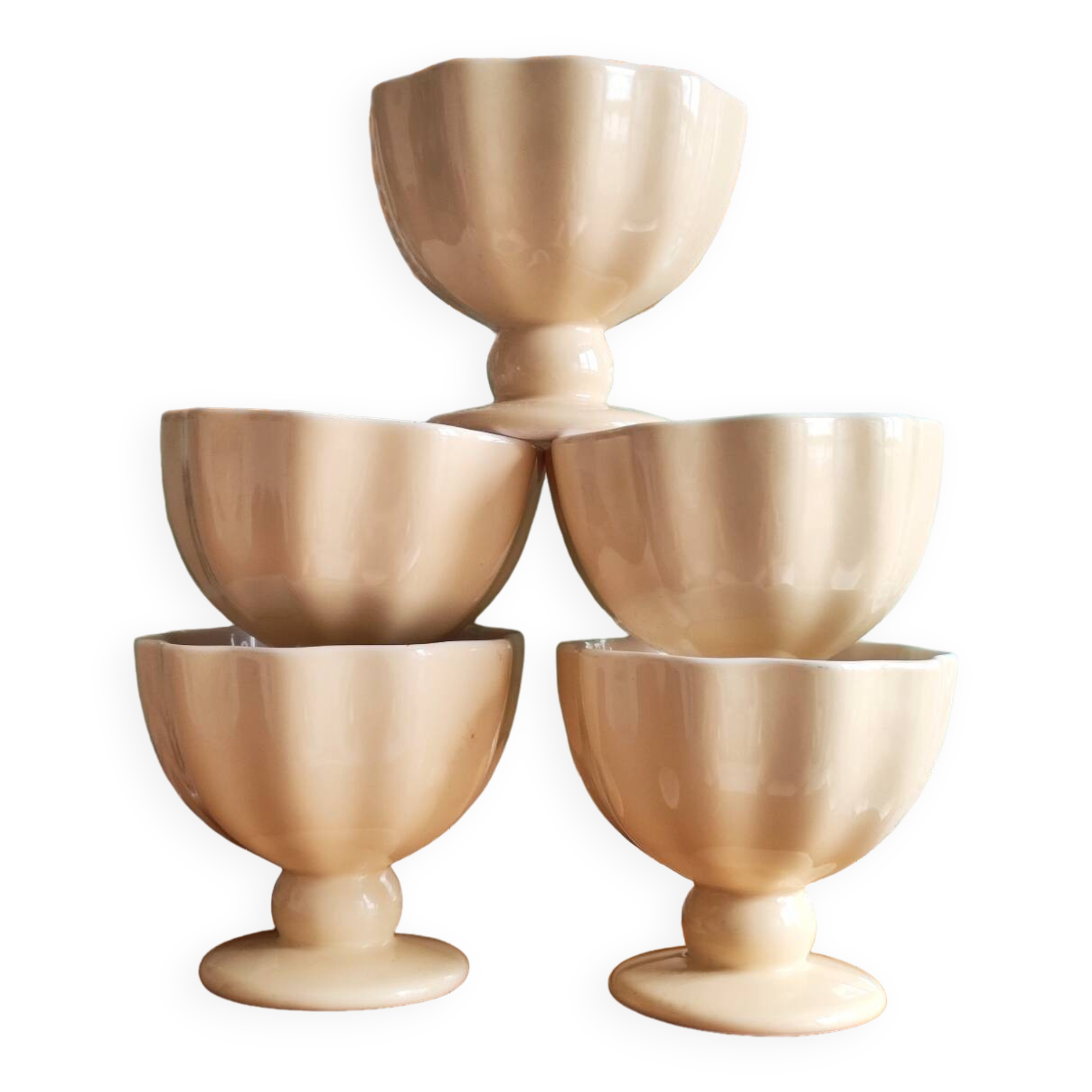 Pale yellow ceramic dessert cups