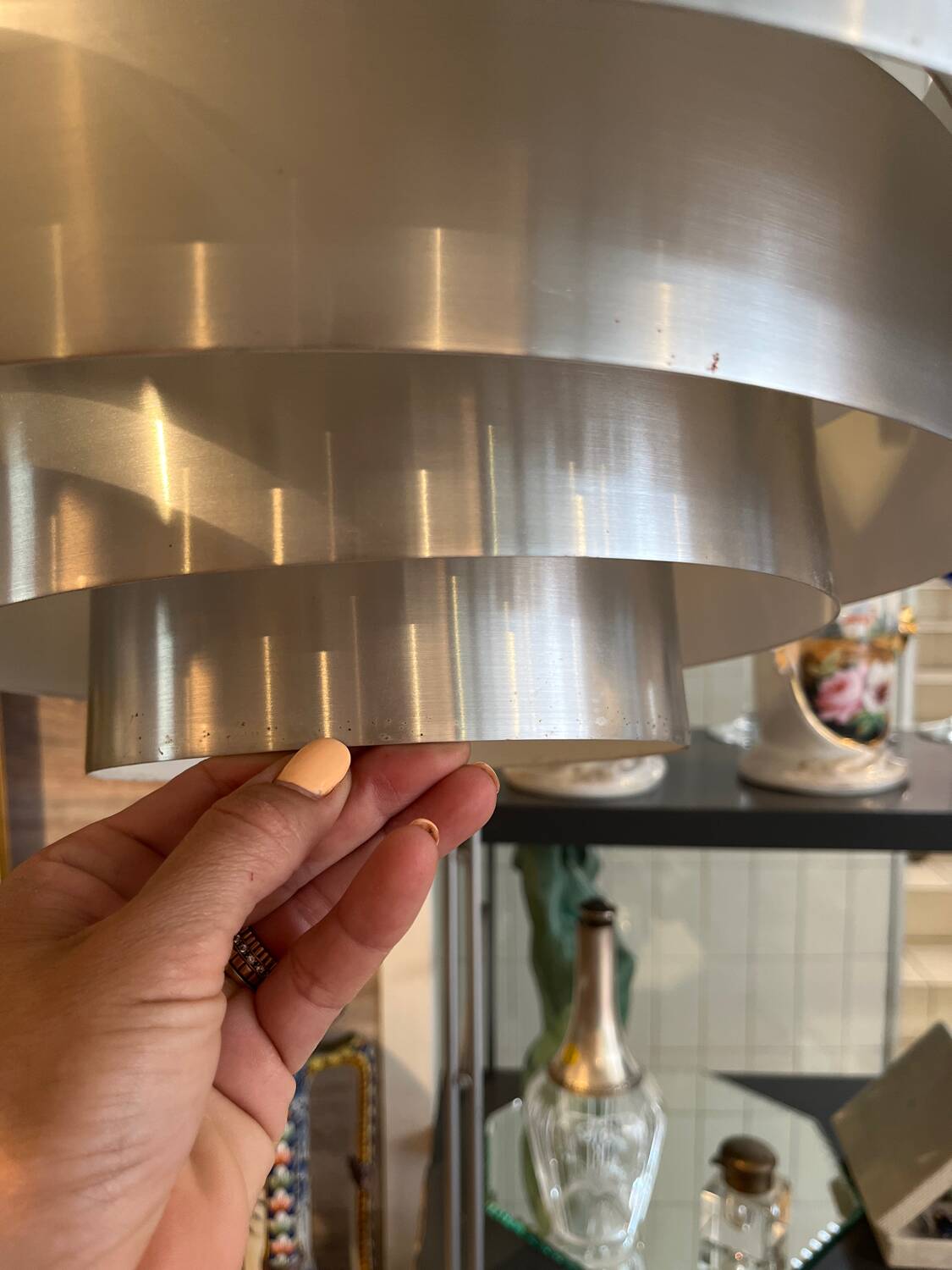 Poulsen Scandinavian brushed steel tiered pendant light