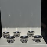 Set of 6 silver metal ice cream cups with small base D9 H5.5
