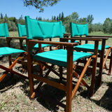 Lot of 6 foldable chairs in solid teak Roland Vlaemynck