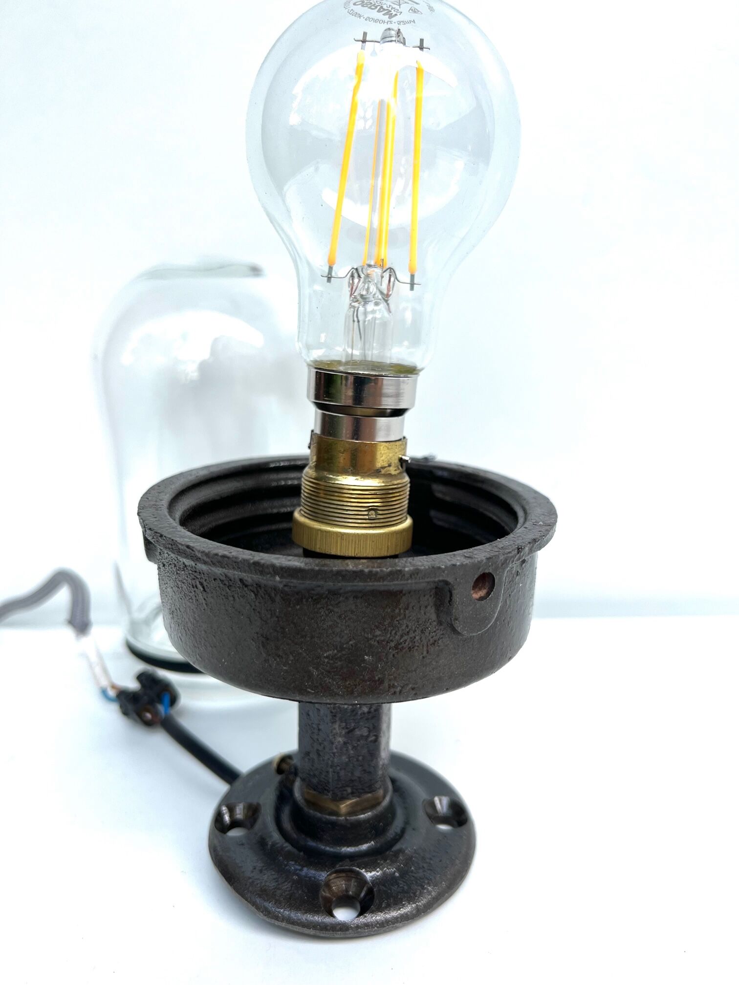 wall lamp or ceiling lamp cast steel gooseneck style 1930
