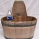 Tub / seille in laid, old swiss wooden cache pot planter, savoie