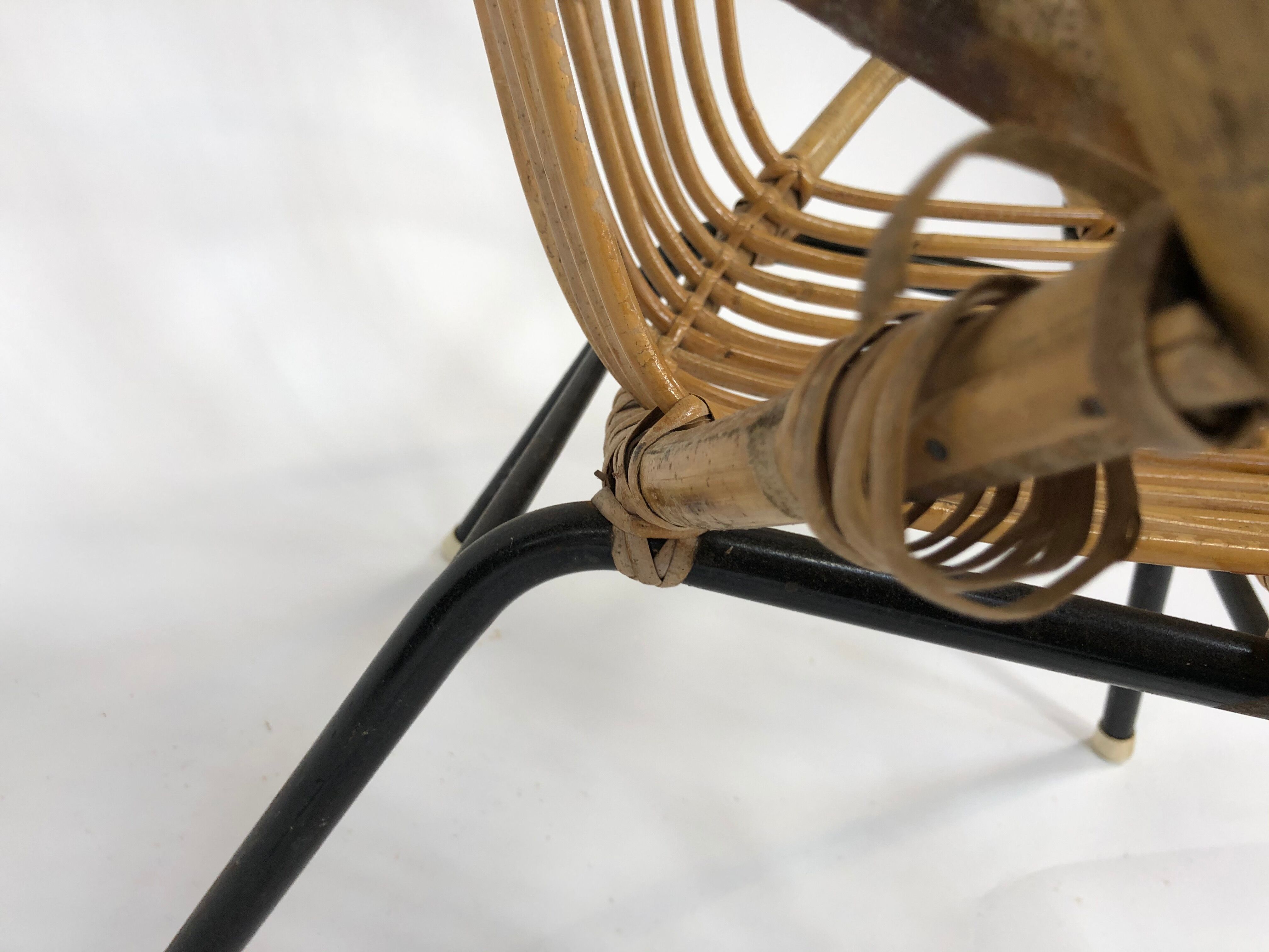 Fauteuil vintage en rotin par Dirk van Sliedregt Rohe Noordwolde 1960 aux Pays-Bas