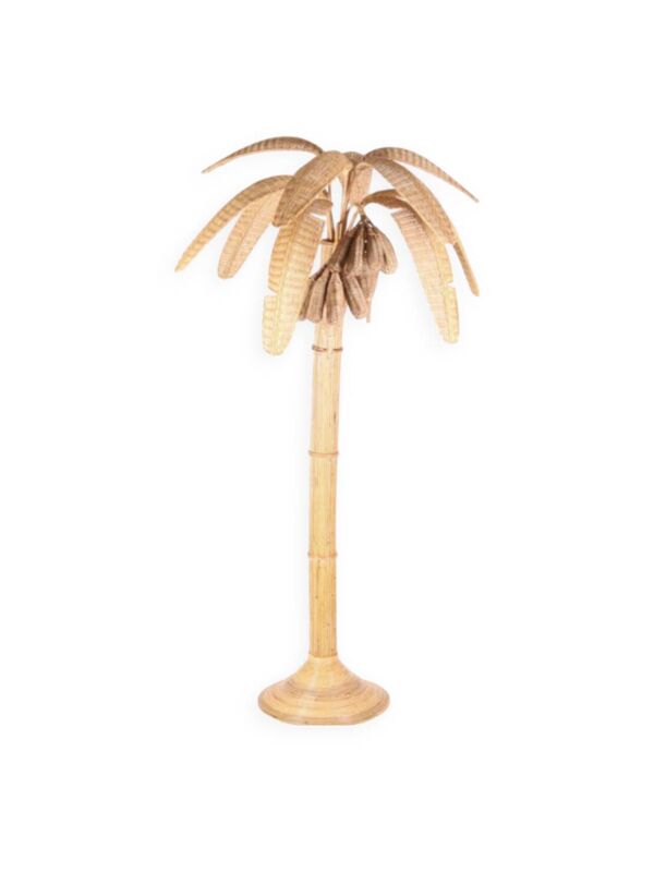 Lampadaire « bananier » en rotin