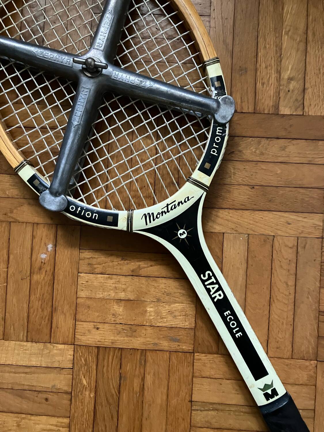 Vintage wooden tennis racket Montana Promotion