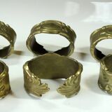 6 solid brass napkin holder, napkin rings, vintage from the 1960s, in original box