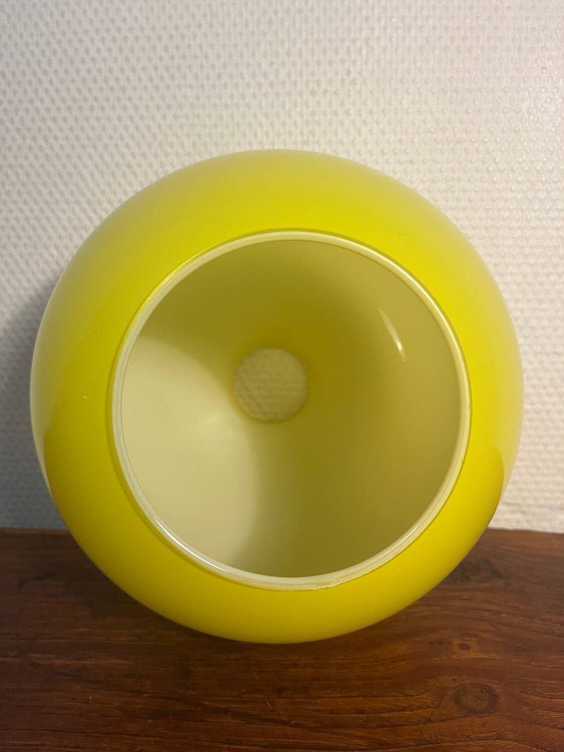 Yellow opaline globe pendant light from the 70s