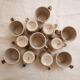Set of 6 stoneware coffee cups, flower motif