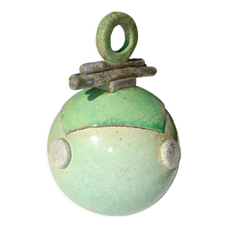 Decorative box Raku ceramic apple green