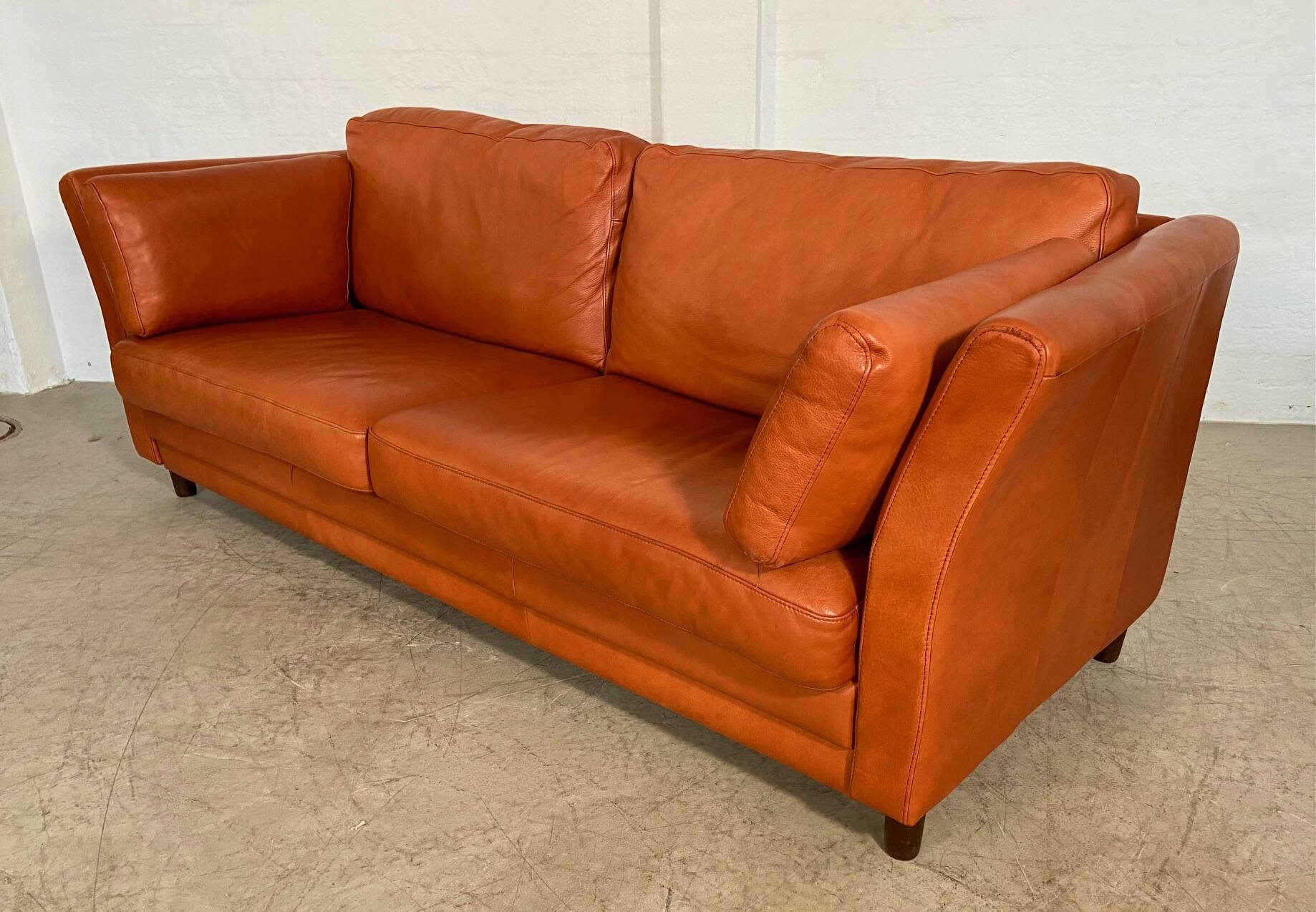 Vintage danish cognac leather sofa