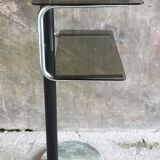 Fifth wheel or sofa end - smoked glasses and marble foot - design 1970