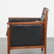 Fauteuil Art Déco en cuir noir et bois