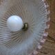 Large vintage Murano suspension in textured glass with a pink edge.