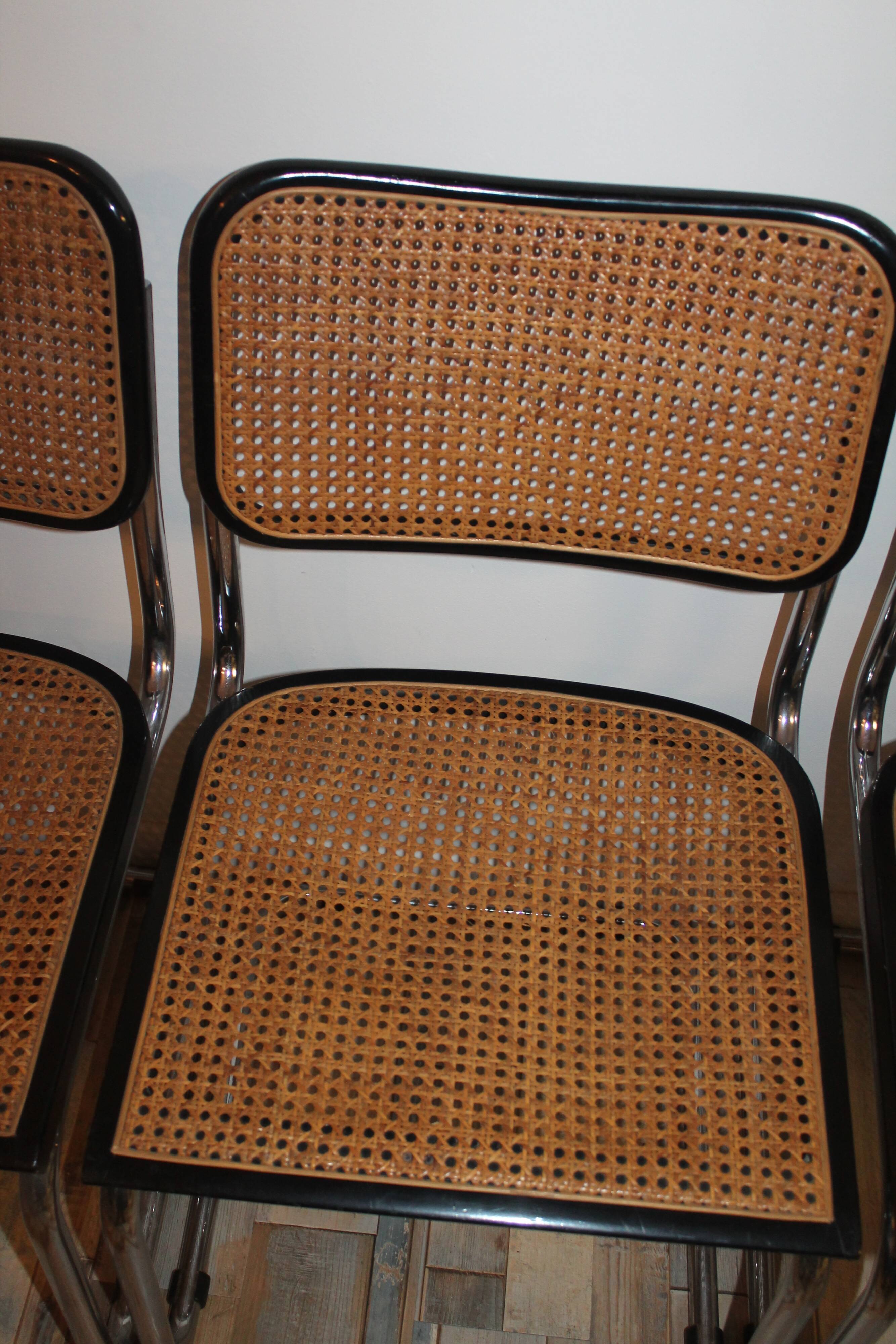 Lot de 4 chaises Marcel Breuer Cesca B32
