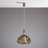 Hanging lamp with smoked Murano glass and opaline inner shade