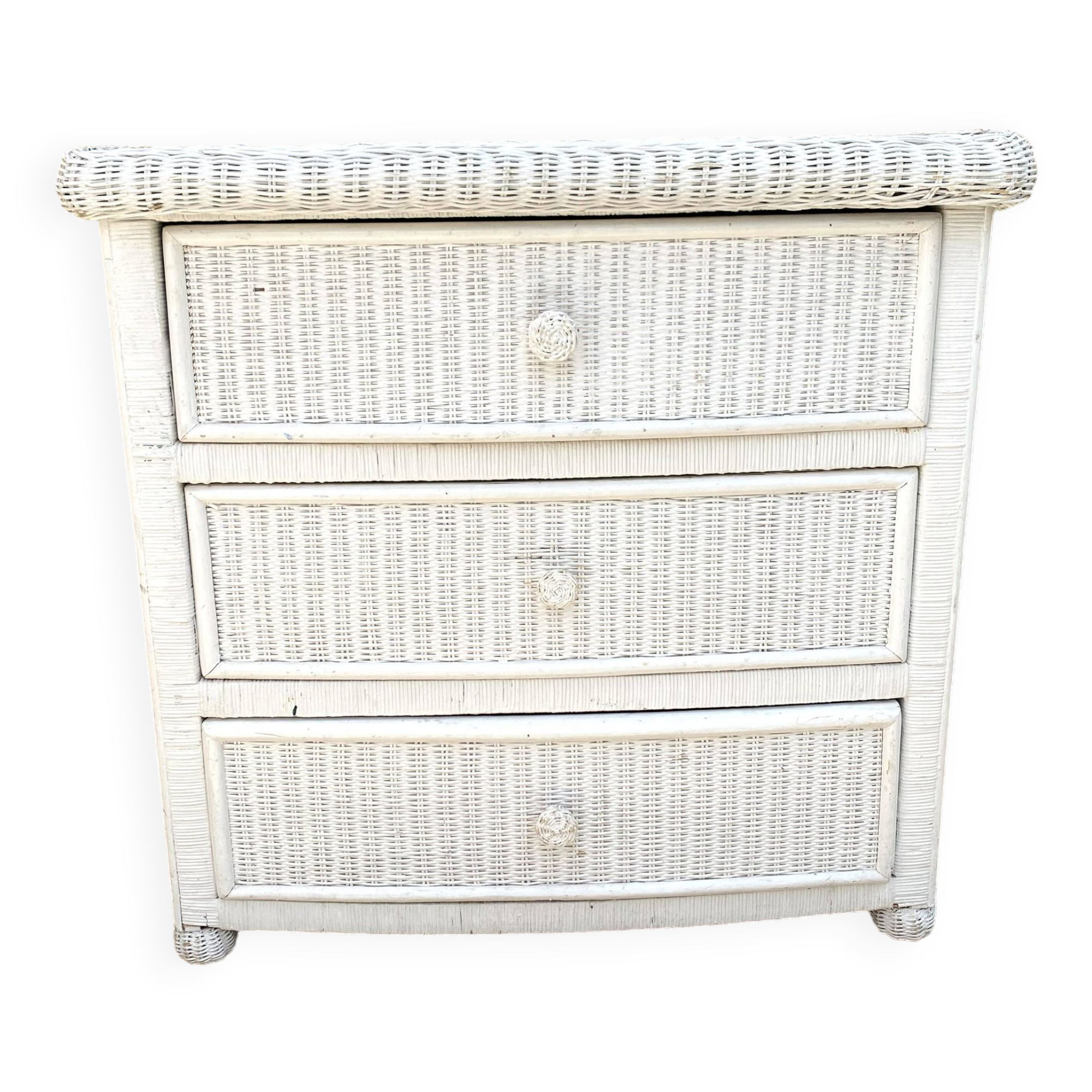 80s rattan chest of drawers