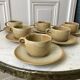 set of 6 stoneware cups and saucers Grès du Village 60s-70s