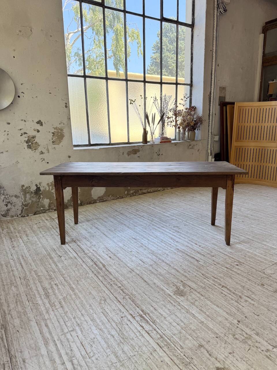 1950s oak farmhouse table with spindle legs