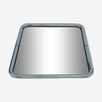 Square mirror in a chrome-plated metal frame, 1970s